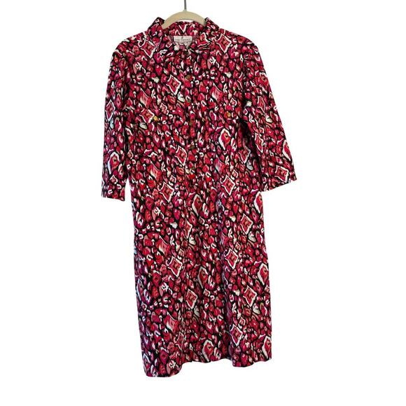 Jude Connally Dresses & Skirts - Jude Connally Pink Black White Red Pattern 3/4 Sleeve Knit Collared Sz Medium